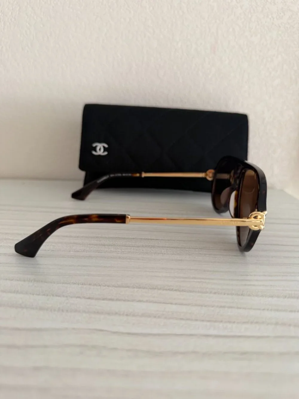 CHANEL Tortoise Shell Aviator Sunglasses